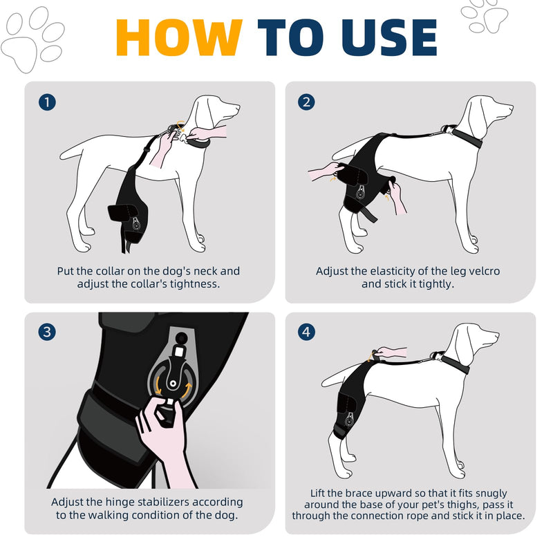 CHAMIN Adjustable Dog Knee Brace for Torn ACL Hind Leg, Support for Tear Ligament, Osteoarthritis, Rear Leg Limp, Recovery After Surgery,et(Right Leg,XL) Right Leg XL