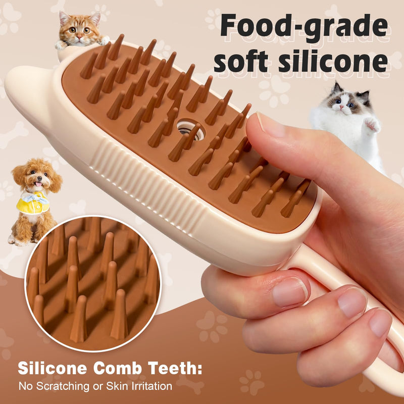 Cat Steam Brush for Shedding, Spritz Defur Comb 3 in 1 Pet Rechargeable Steam Brush Tool for Long and Short Haired Cats and Dogs, Anti-Static, Shedding, Detangling, Massage & Combing (White) - PawsPlanet Australia