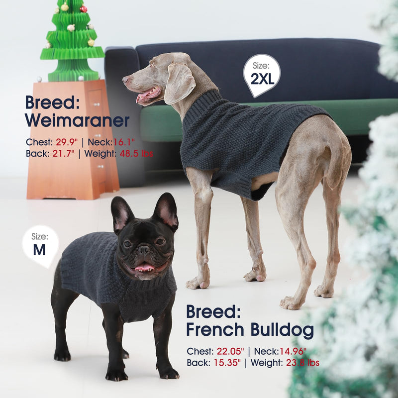 IECOii Big Dog Sweater,XXXXL Dog Sweaters for Extra Large Dogs,Cold Weather Winter Coat for Large Size Dogs,Warm Fall Dog Clothes for Large Dogs Knitwear,Doberman,Great Dane Sweater,DarkGrey-4XL XXXX-Large(Chest:35.4 in) Grey - PawsPlanet Australia