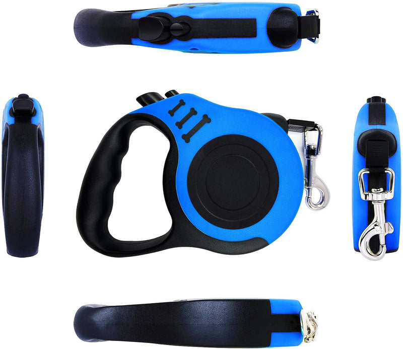 PETIMP Retractable Dog Leash Lightweight 16FT Leash Claw Print, with Folding Bowl,Dispenser,Rubbish Bags, for Small Medium Dogs(Blue) - PawsPlanet Australia