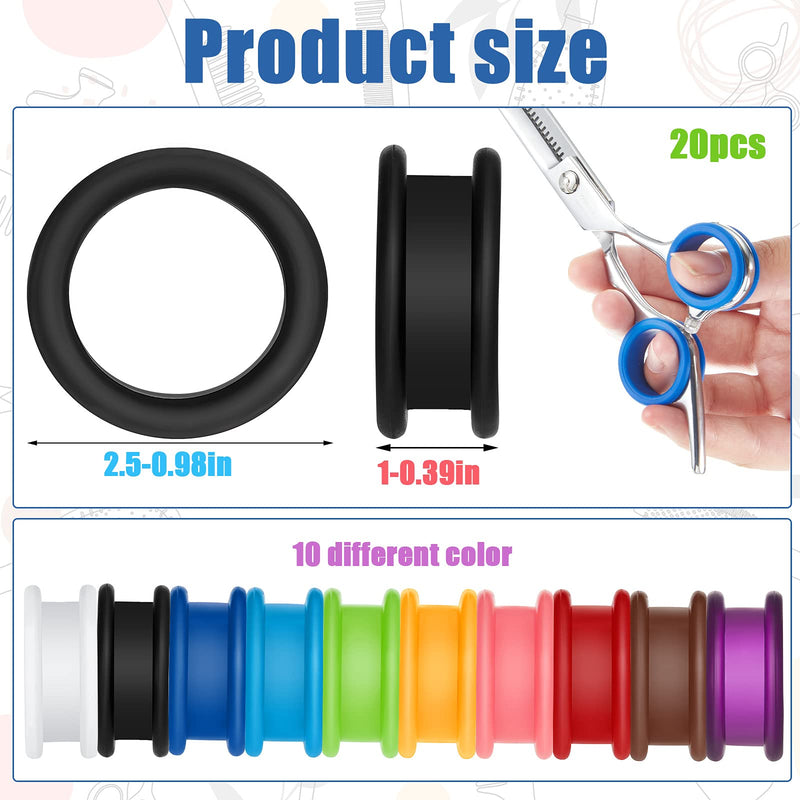 20 Pieces Scissors Finger Rings Silicone Pet Shears Finger Rings rubber finger dog hair scissors for Grooming Scissors Pet Hair Shears - PawsPlanet Australia