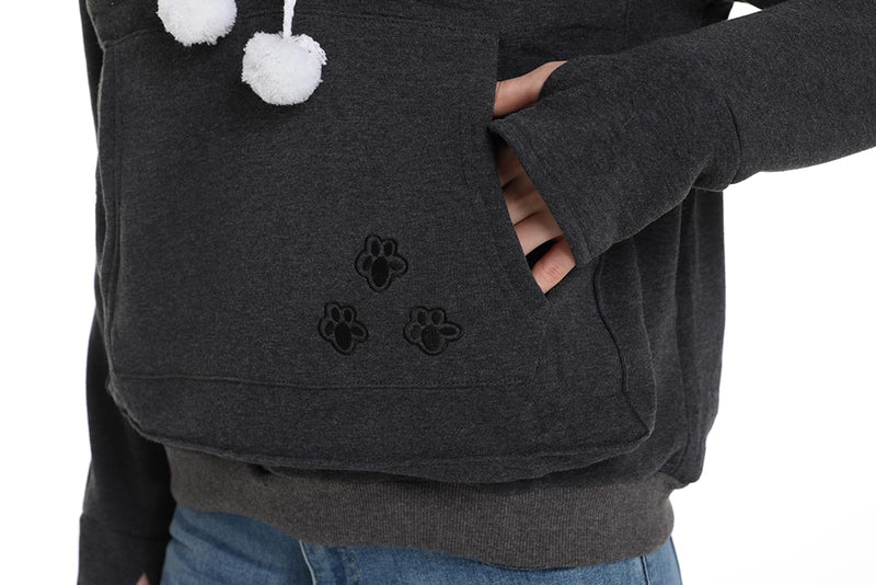 Cat Dog Pouch Hoodie Large Pet Pouch Sweatshirt Puppy Kitten Holder Carrier Pullover Top for Women 4X-Large Cat-black - PawsPlanet Australia