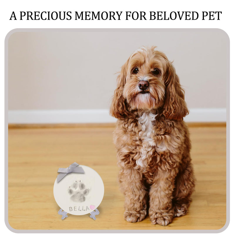 Dog or Cat Paw Print Kit Keepsake(Makes 2),DIY Pawprint Ornament with Customization Tool&Display Stands,Clay Pet Paw Print Impression Kit,Personalized Gifts for Pet Lovers Round&Heart - PawsPlanet Australia