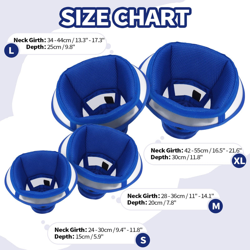 Allroaring Dog Cone Collar, Soft Cone for Dogs to Stop Licking, Adjustable Breathable Dog Cones for Medium Dogs Wound Care, Spay, Neuter, Pet Surgery Collar Blue M Medium (Neck Girth: 11" - 14.1")