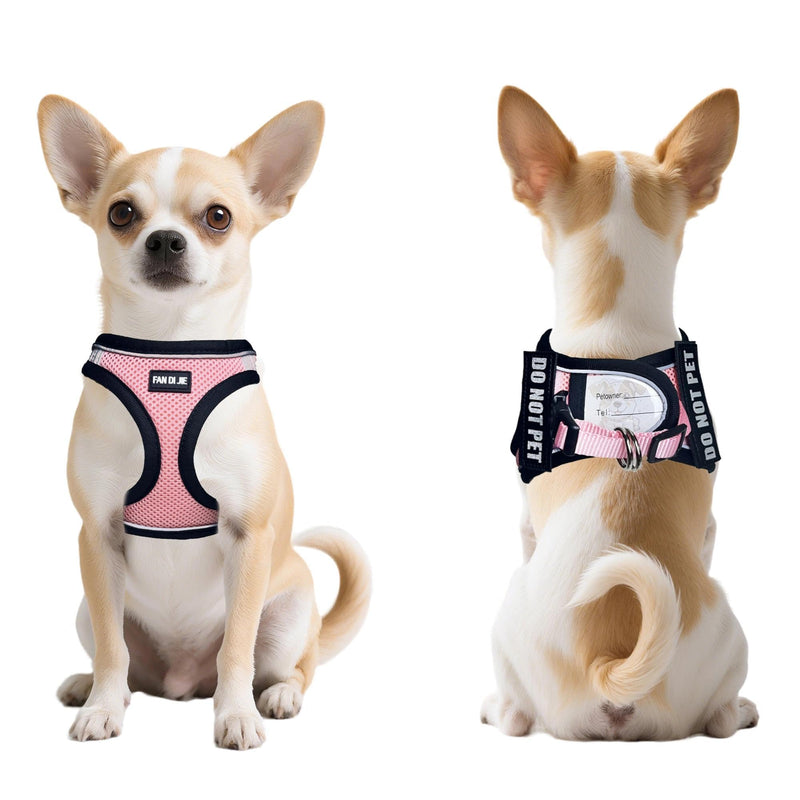 Service Dog Harness Vest Set Emotional Support Small Size Dog- 6PCS Removable Patches -Mesh Puppy Harness and Leash Set Training Pink-M M (Chest: 16 - 18") - PawsPlanet Australia