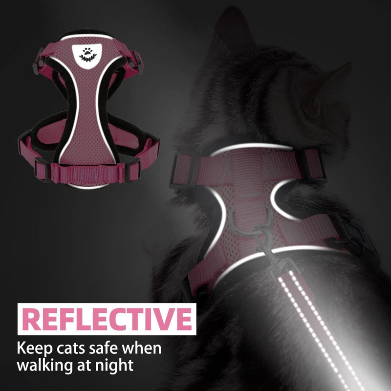 PUPTECK Cat Harness and Leash Set Escape Proof Reflective Cat Walking Harness Adjustable Soft Breathable Mesh Vest for Small Pets, Light Pink, L L (NECK 14"-18", CHEST 18"-26.5")