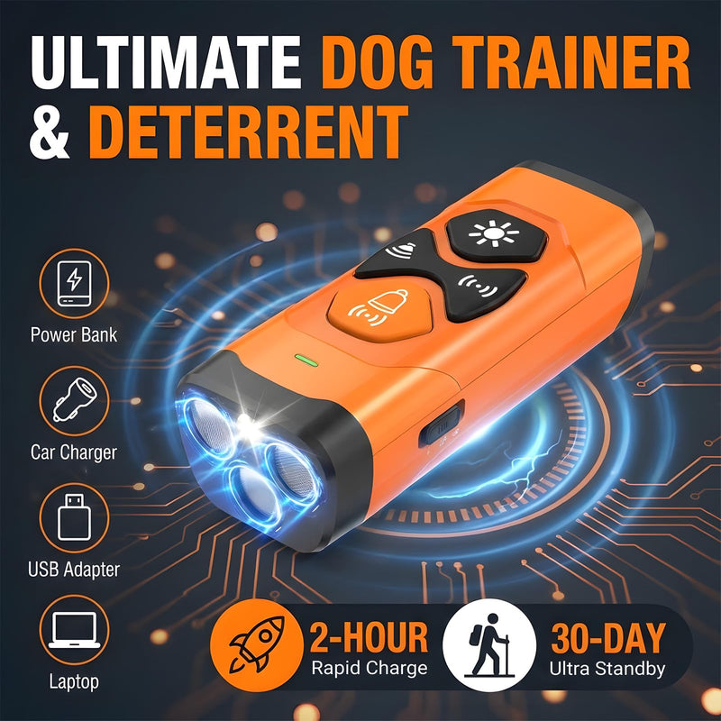 Dog Barking Deterrent Devices with Instant Bark Button - 23ft Range Ultrasonic Anti Barking Device for Dogs - Safe & Humane Rechargeable Behavior Training Tool for Indoor Outdoor Use