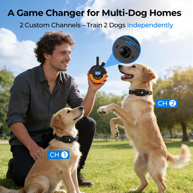 RPZ Dog Shock Collar with Remote Control, Dog Training Collar, E Vibration Collar for Large Medium Small Dogs, 4 Training Modes Rechargeable IPX7 Waterproof 4200FT, 2pcs 2 pcs - PawsPlanet Australia