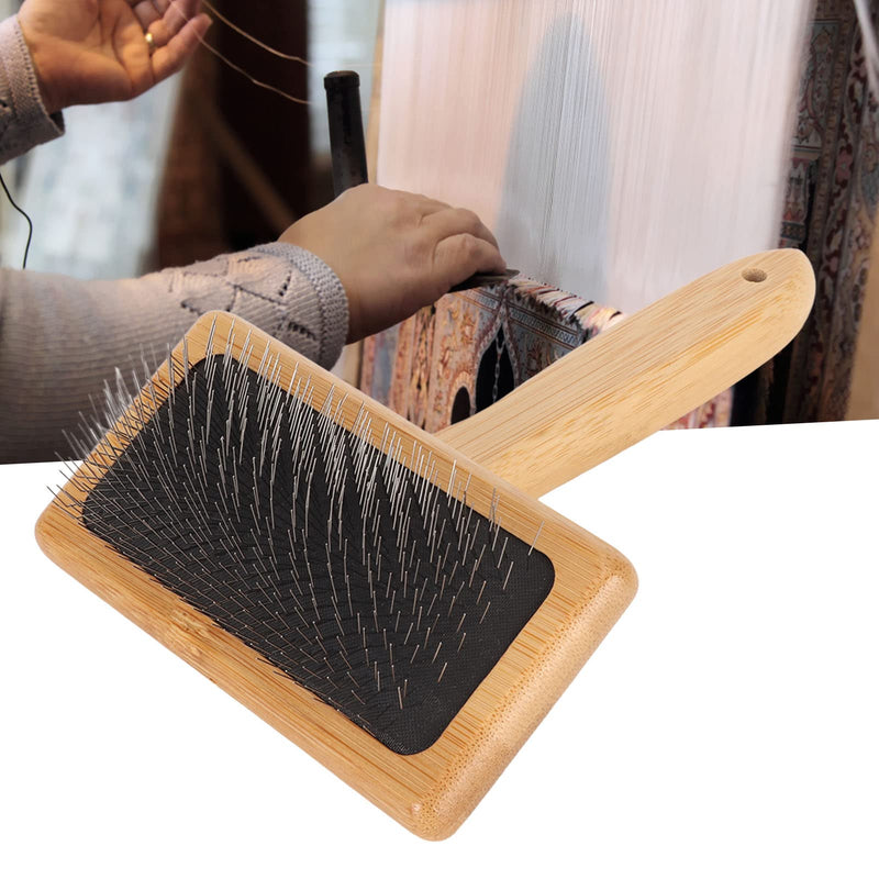 Sheepskin Wool Brush, Sheepskin Wool Wire Brush with Hole Cushion, Macrame Slicker Comb Pet Slicker Brush with Wood Handle for Grooming, Removing Shedding and Dirt (L) L - PawsPlanet Australia