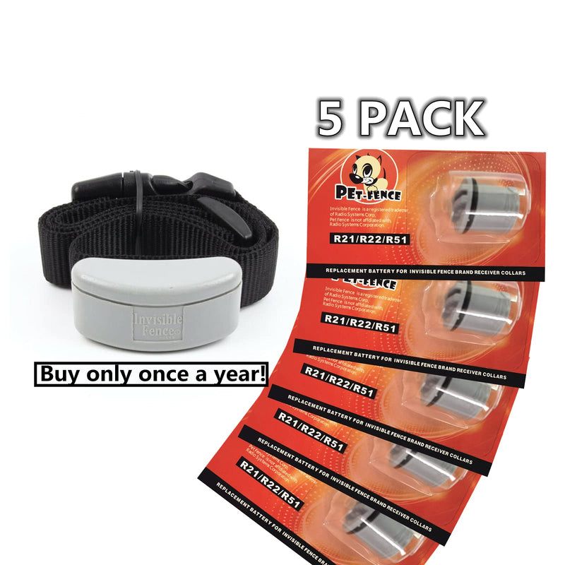 PET-Fence Dog Collar Batteries, Compatible with Invisible Fence Batteries, R21 R22 R51 Dog Collar Fence Battery, Latest Production Date(5 Pack) - PawsPlanet Australia