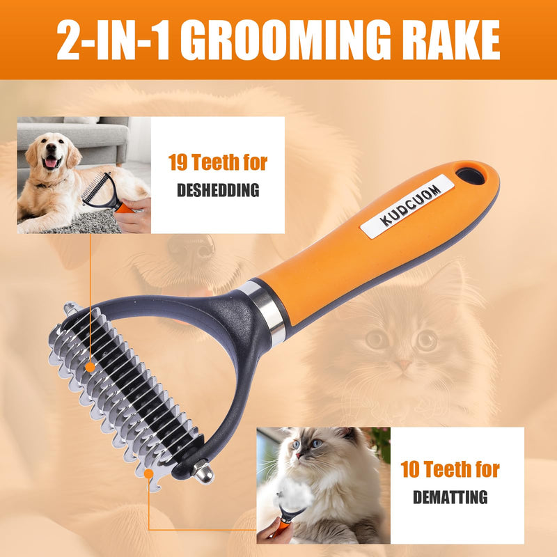 Pet Grooming Combo, featuring a Deshedding Brush and Dematting Combs, is specifically tailored for long-haired dogs and cats with tangled hair - PawsPlanet Australia