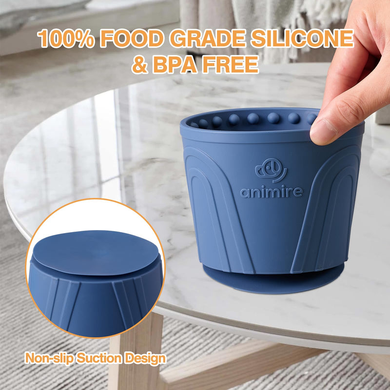 Dog Slow Feeder Lick Bowl, Anxiety Relief Dog Licking Mat Treat Dispenser, Non-Slip Anti-Choking Slow Eating Dog Lick Bowl for Small Medium and Large Breed Dogs, BPA Free Silicone M-L Dark Blue - PawsPlanet Australia