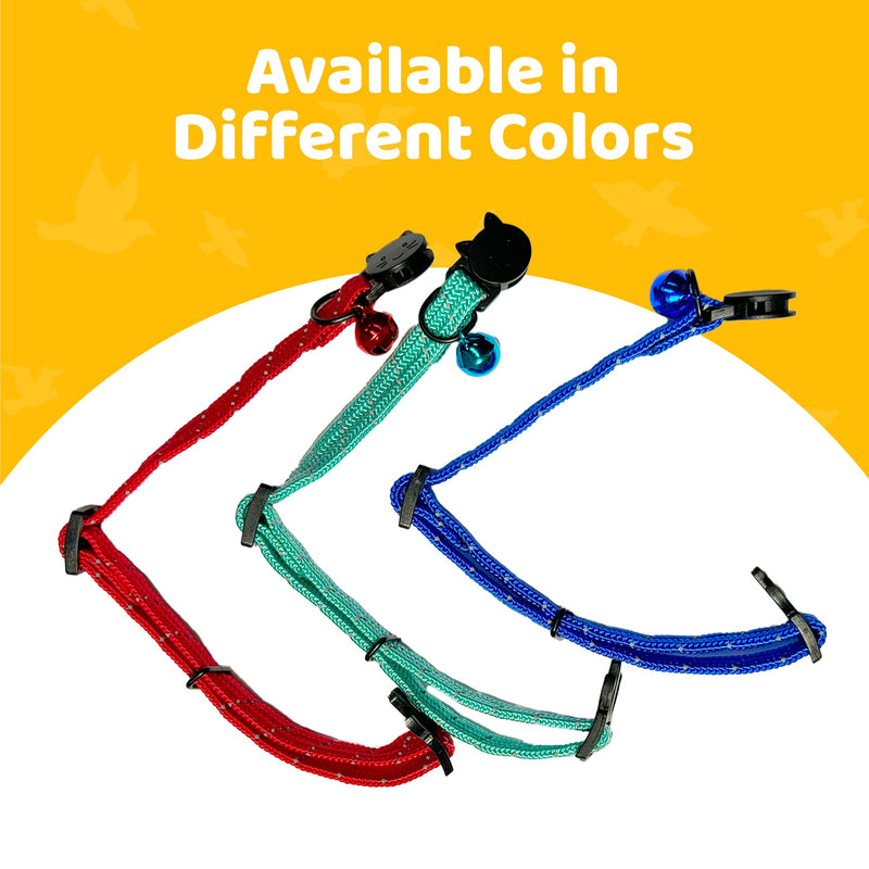 BirdsBeSafe® Break Away Cat Collar with Bell, Reflective Thread for Night Visibility, Comfortable Elastic Stretch Cat Collar to protect Cat from Getting Stuck in The Garden. Green - PawsPlanet Australia