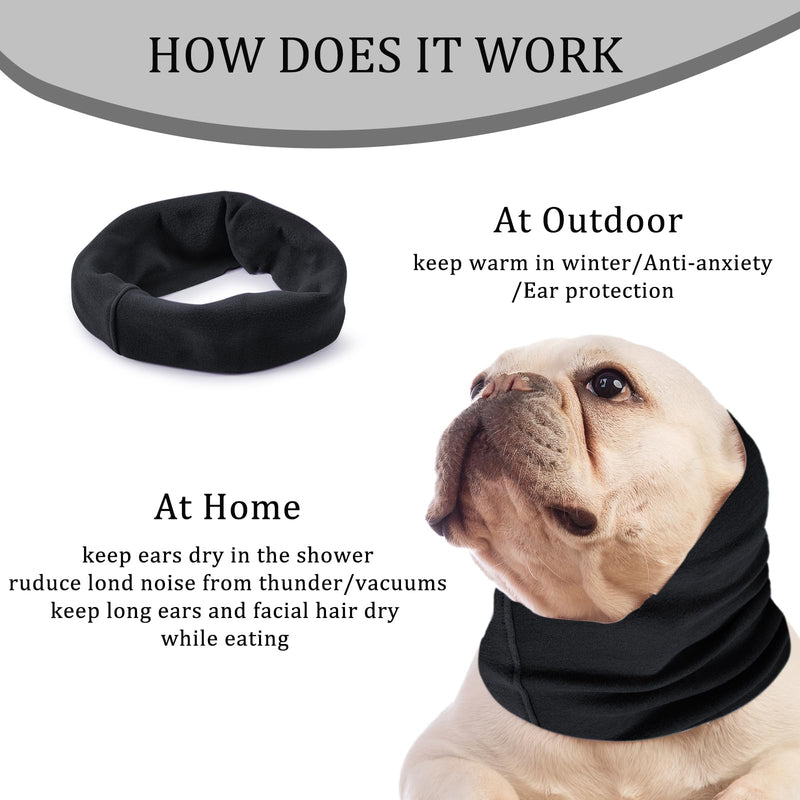 Dog Quiet Ear Covers for Ear Protection, Calming Ear Muffs for Dogs/Cats - Hood for Anxiety Relief/Calming/Warm (Black Ears Covers M)