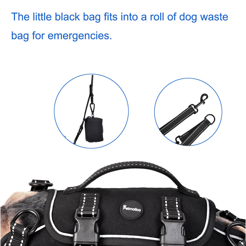 Petmolico Dog Carrier Dog Vest Harness Dog Lift Harness Adjustable Dog Leash with Small Puppy Treat Bag(Black, Samll) - PawsPlanet Australia