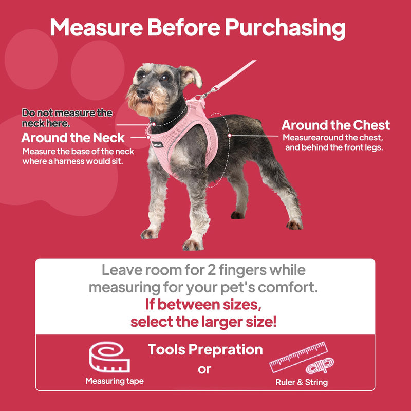 PetiFine Extra Small Step in Dog Harness and Leash Set, Cat Harness and Leash Escape Proof, All Weather Mesh Reflective, Step-in Air Vest Harnesses for Puppy(XXS, Pink) XXS | Neck: 11.4''-12.2'' Chest:12.6''-14.2'' | - PawsPlanet Australia