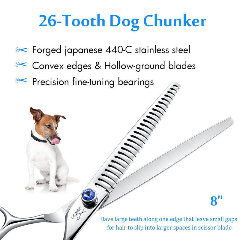 JASON 8" 26 Teeth Chunkers Shears for Dogs Ergonomic Dog Grooming Scissors Texturizing Blending Thinning Shears Pets Trimming Kit with Offset Handle Chunker 8.0"