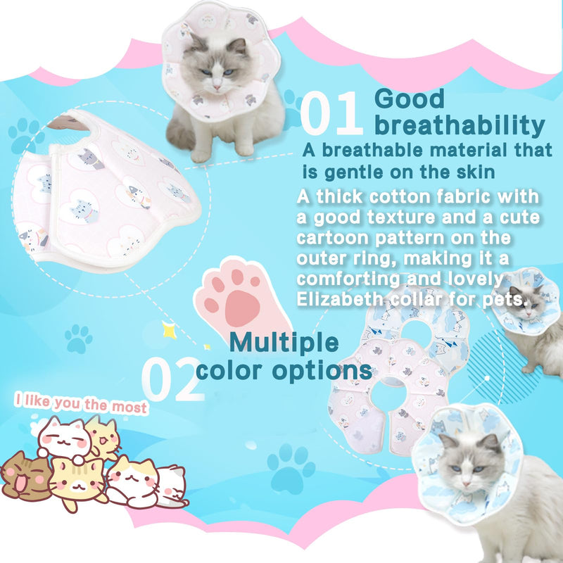 Soft Cat Recovery Collar,Adjustable Cat Cone,Cat Protective Cone Collar After Surgery,for Cats (Pink Love, M) Pink Love - PawsPlanet Australia