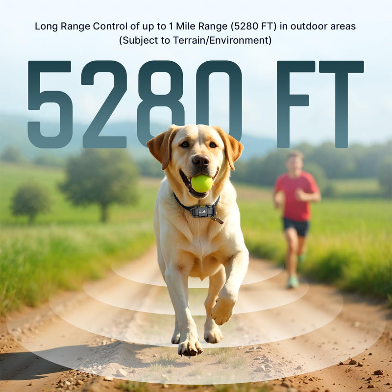 My Pet Command Long Range Dog Training Collar with Remote 1 Mile/5280 Ft Safe Shock, Vibrate, Tone, Flashing Beacon Lights, Rechargeable Waterproof Collar device, add up to 2 Collars. Xtra Remote only Extra Remote Only - PawsPlanet Australia
