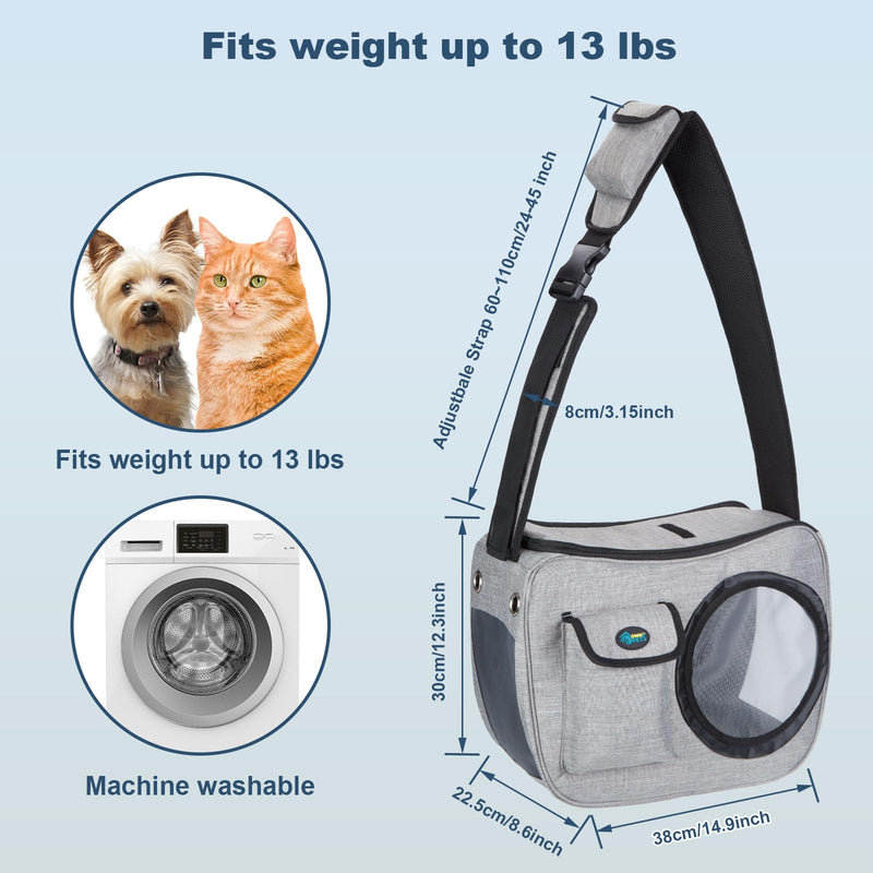 OWNPETS Pet Sling Carrier, Pet Airline Carrier Travel Bag, Fit 10~13lb Small Dogs, Comfortable, Adjustable, Perfect for Airline, Travelling, Daily Walk, Outdoor Activity and Weekend Adventure - PawsPlanet Australia
