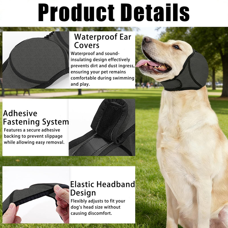 2 Dog Ear Defenders Dog Ear Protectors Comfort Dogs Ears Muffs Happy Hoodie for Dogs Waterproof Adjustable Noise Protection Anxiety Relief for Grooming Bathing Swimming