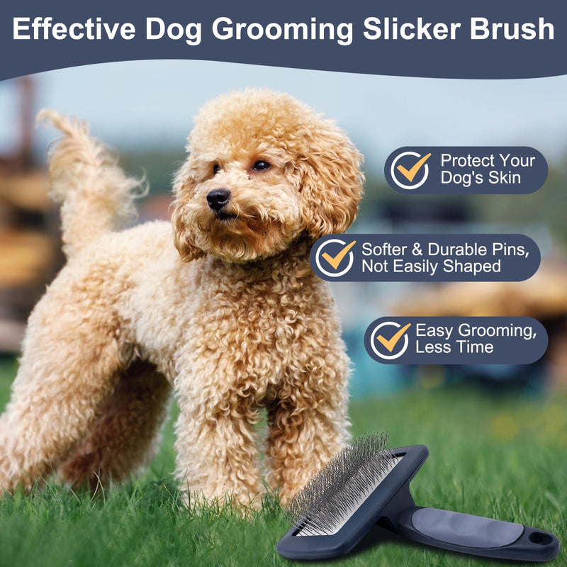 Extra Long Pin Dog Slicker Brush for Dogs GoldenDoodles Poodles,Dog Grooming Brushes for Medium & Long Haired dogs Labradoodles,Softens and Shines Pet Hair,Removes Loose Hair(1") - PawsPlanet Australia