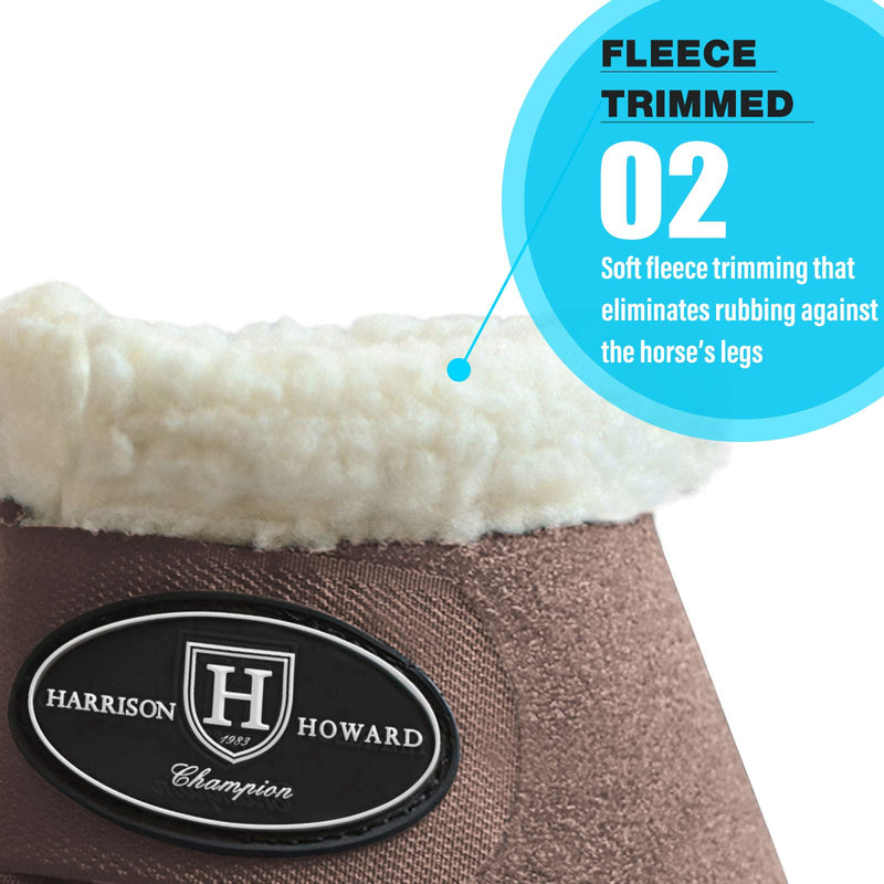 Harrison Howard Essential Bell Boots Shock Absorption with Fleece Trim Non-Rotating Reinforcement Full (Large) coffee