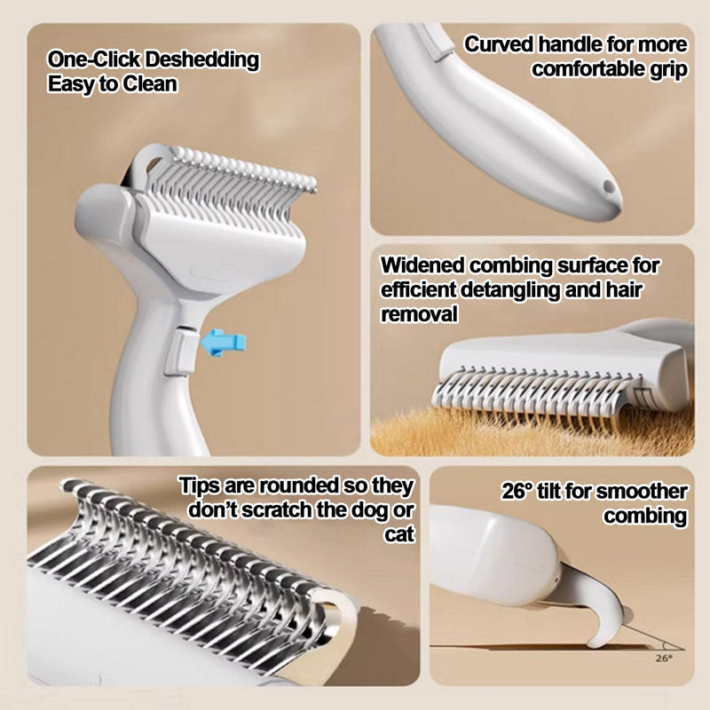 Deshedding Dogs Brush with Release Button, Undercoat Rake for Cats, Professional Shedding Comb & Dematting Tool, Grooming Comb for Long Hair, Thicker Coats Pets - PawsPlanet Australia
