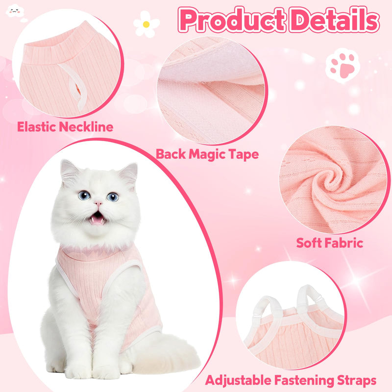 Coppthinktu Cat Recovery Suit for Female Cats After Spay, Breathable Cat Onesie Kitten Onesie Bodysuit, Cat Surgery Recovery Suit for Abdominal Wounds Anti Licking E-Collar Alternative Pink Medium