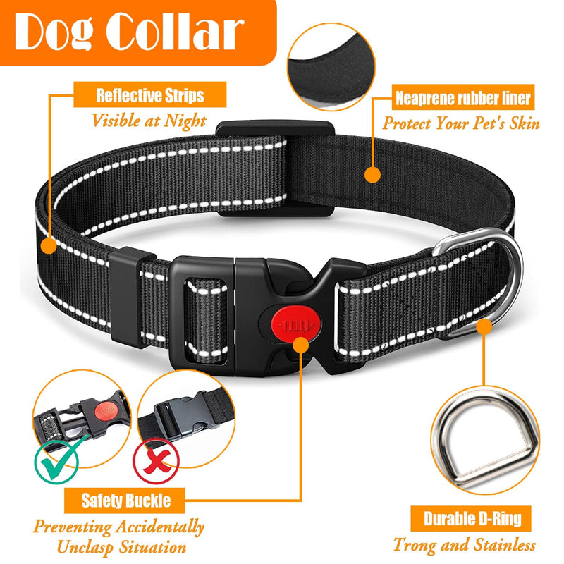 No Pull Dog Harness, Collar & Leash Set | Includes Dog Seat Belt, Collapsible Bowls & Poop Bag Dispenser. Ideal for Training, Walking, Hiking. Fits Small to Large Dogs(Black-M) Medium Black - PawsPlanet Australia