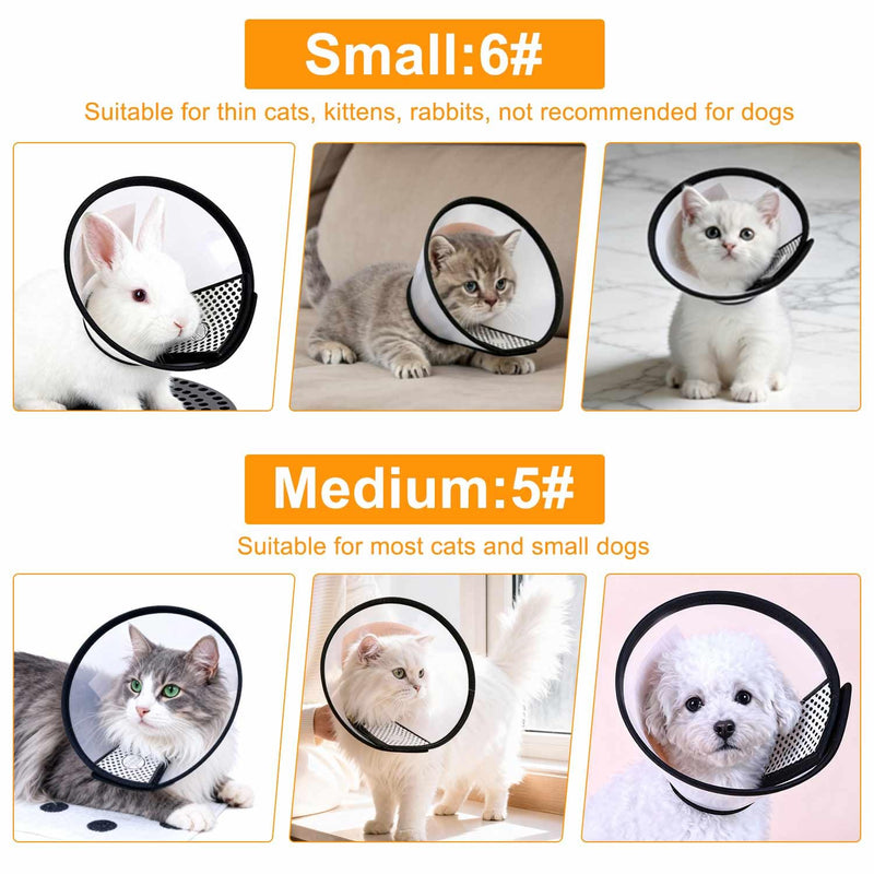 VOVIGGOL 2 Pack Cat Cones to Stop Licking, Cat E Collar Pet Cone for Cats After Surgery, Pet Elizabethan Collar Dog Head Cone Recovery Cone for Most Cats & Small Dogs (Size M, 5#) Medium 5# (Neck Girth7.1" - 10.7", Depth 5.1'')