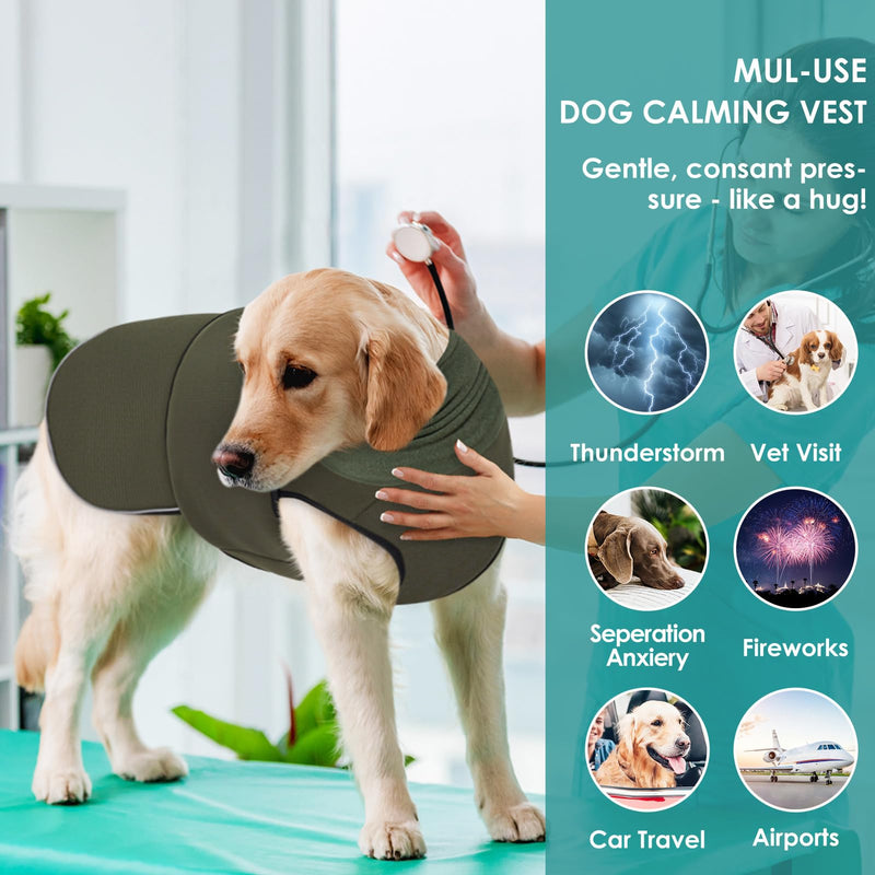 AOFITEE Dog Anxiety Jacket, Dog Thunder Jacket Dog Anxiety Calming Hoodie Medium, Dog Calming Shirt for Fireworks, Thunder, Separation, Dog Hoodies for Noise Block & Ear Protection Recovery, M Army Green