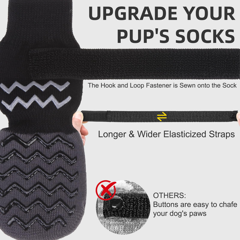 Dog Socks Shoes for Hot Pavement to Prevent Licking Paws, Summer Anti Slip Pet Booties with Grip Traction Control for Hardwood Floors, Grippy Boots & Paw Protectors for Small Medium Large Senior Dogs Black Large (Paw Width: 3") - PawsPlanet Australia