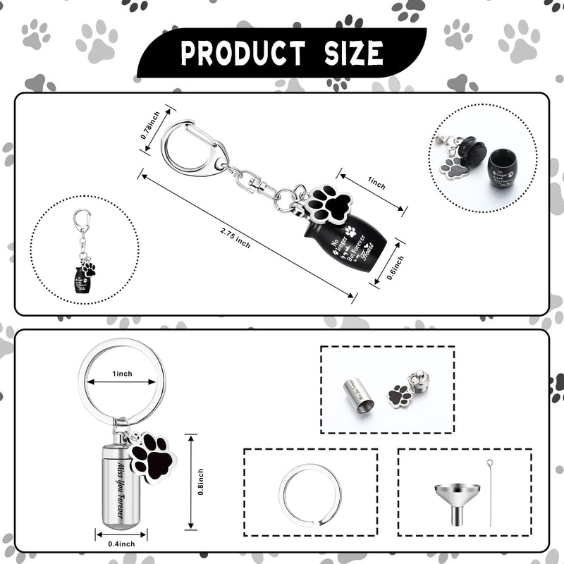 Kigeli 4 Pcs Pet Ashes Keepsake Keychain for Dog Pet Ashes Urn with 4 Pcs Filling Tools Memorial Cylinder Small Pet Ashes Keepsake Cat Cremation Jewelry Pend Paw Print Urn Pendant 2 - PawsPlanet Australia