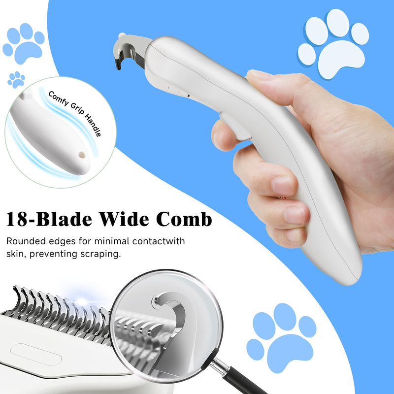 Pet Steam Brush for Dog & Cat - 3-in-1 Steam Grooming Slicker Brush & Undercoat Rake for Shedding - Self Cleaning Spray Comb with Mist for Long & Short Haired Pets - Includes Waterless Shampoo, Blue - PawsPlanet Australia