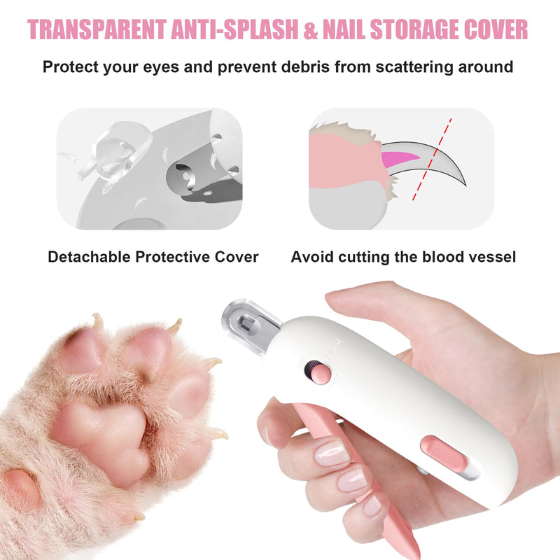 Cat Nail Clipper with Adjustable Aperture, Small Dog Nail Trimmer with 4 Gears & Nail File, Safe Pet Claw Clipper Grooming Tool to Avoid Over Cutting, Professional Pet Nail Cutter for Beginners (Pink) Pink - PawsPlanet Australia