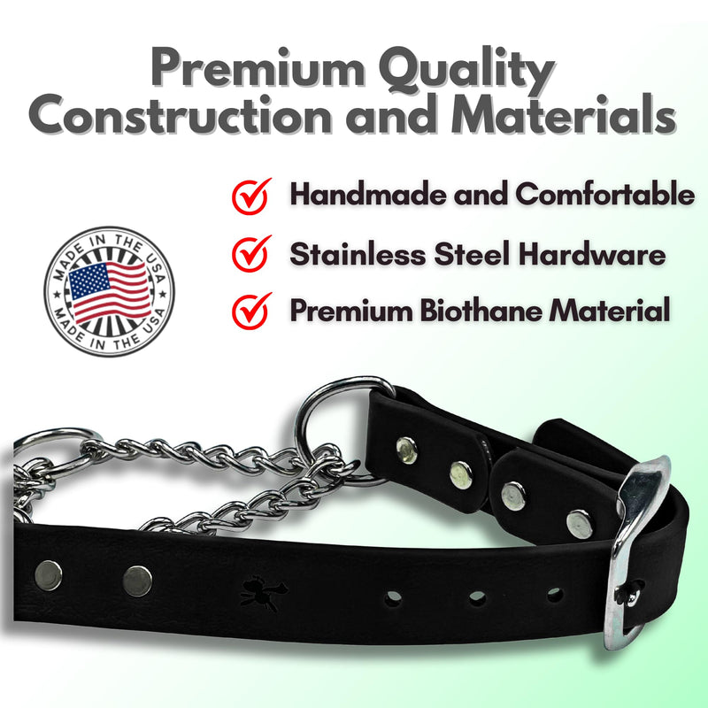 Martingale Collar for Dogs, Biothane, Stainless Steel Hardware, No Pull, Made in The USA, Professional Grade. Large, Black - PawsPlanet Australia