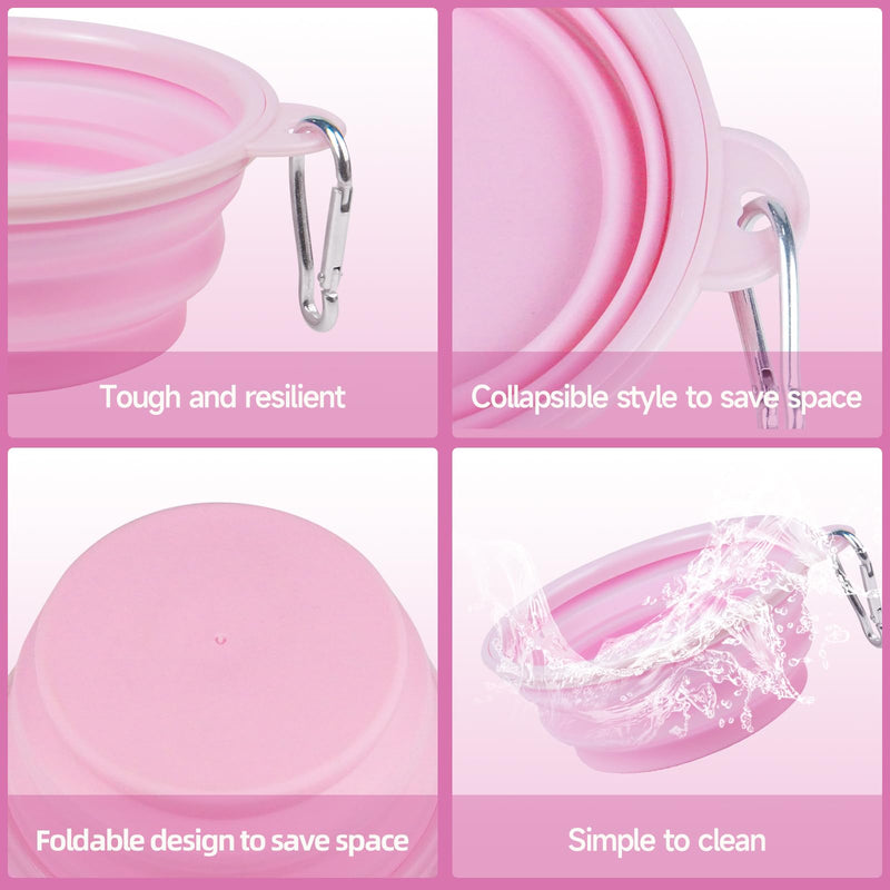 Retractable Dog Leash 10FT Sturdy, Easy to Operate, Ideal for Daily Walks, with Folding Bowl, Dispenser, Rubbish Bags, Fur Memorial Keychain, Great for Small and Medium Dogs(Pink) Pink - PawsPlanet Australia
