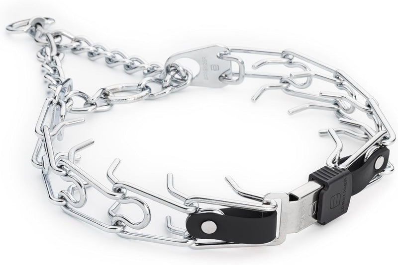Herm Sprenger Chrome Plated Steel Dog Collar with Quick Release ClicLock Buckle and Biothane Insert Training Collar for Dogs Made in Germany (Black, 25in x 4.0mm(Neck Size up to21-22in))