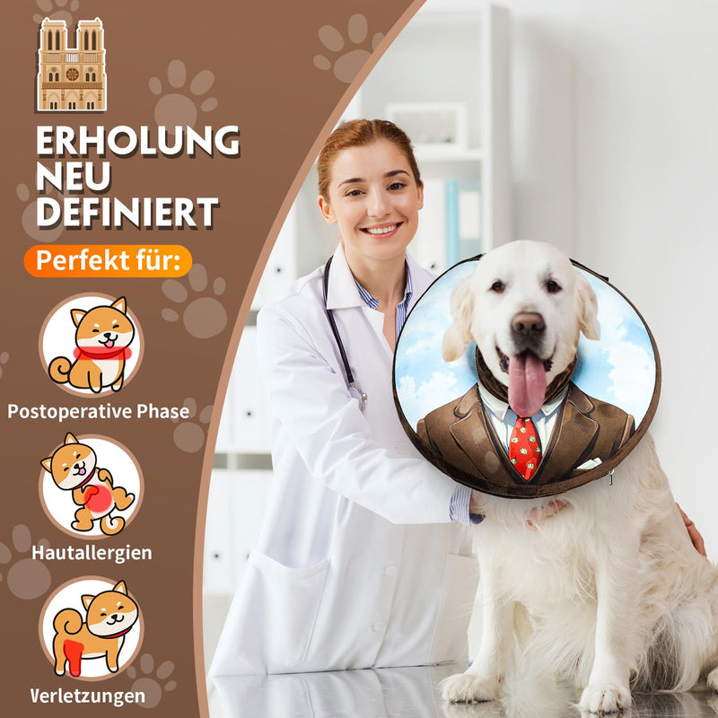 Inflatable Collar for Dogs & Cats - Soft Lick Protection Collar with Adjustable Drawstring, Ideal After Surgery or Wounds, Vision Stays Free, M Suits medium / 1