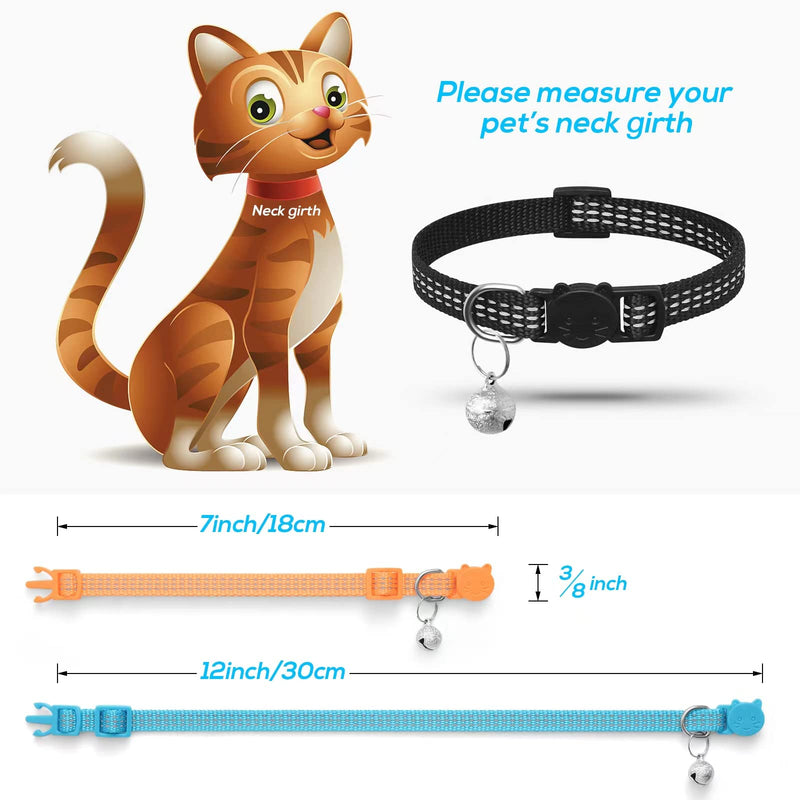 Upgraded Version 6 Pack Reflective Cat Collars with Bell,Breakaway Safety Kitten Collar,Adjustable 7''-12'',for Girl Boy Cats,Pet Supplies,Stuff,Accessories 6 Colors - PawsPlanet Australia