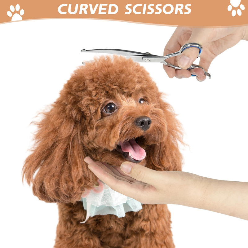 Niura Pet Grooming Scissors Set - Professional Stainless Steel Grooming Kit with Curved, Straight, Thinning, Round Tip Scissors, Combs, Ear Cleaning Hemostat Forceps & Storage Bag - PawsPlanet Australia