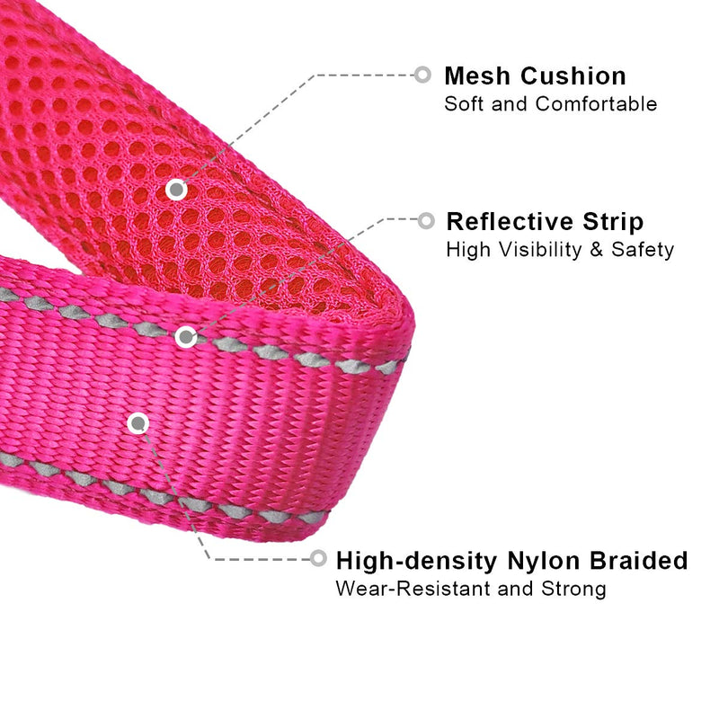 Reflective Dog Choke Collar, Soft Nylon Training Slip Collar Suitable for Dog Weight Around 20-38 pounds (5/8" W x 15.5" L, Pink Collar) S: 5/8"W x 15.5"L (neck size: 12.9"-14.9") - PawsPlanet Australia