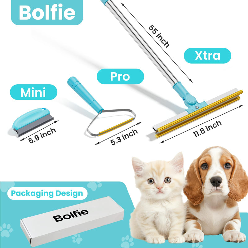 3 in 1 Carpet Rake for Pet Hair Removal, Tool Set of 3, 55” Long Handle Carpet Pet Hair Removal Carpet Scraper Dog Cat Hair Remover for Sofa, Couch, Car, Rug Blue - PawsPlanet Australia