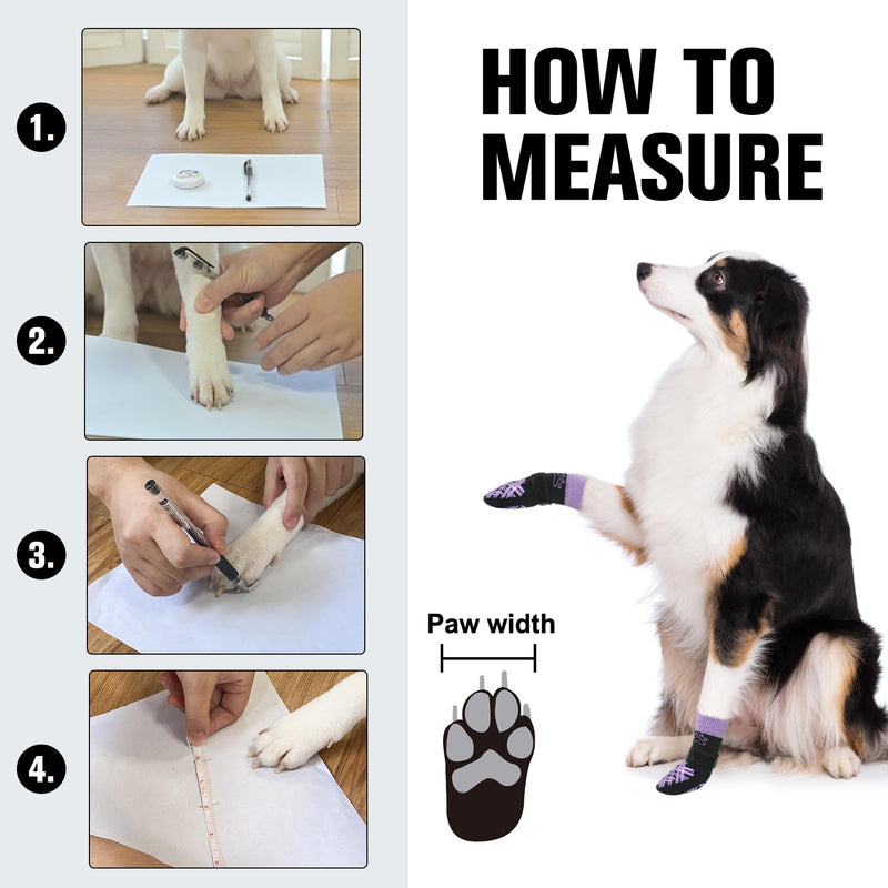 BEAUTYZOO Dog Socks to Prevent Licking for Hardwood Floors -Dog Boots Shoes for Small Medium Large Dogs -Double Side Grips Traction Control Anti Slip Socks for Puppy Doggie Senior Dog, Paw Protector L Black & Purple - PawsPlanet Australia