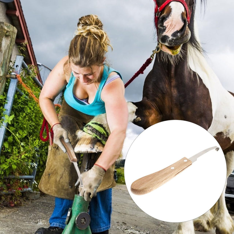 VANZACK 2Pcs Horseshoe Files with Wooden Handles Portable Stainless Steel Hoof Trimming Tools for Horses Efficient Hoof Cleaning and Repair