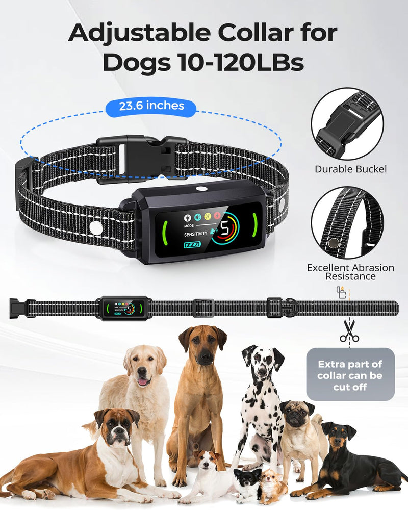 Bark Collar, Rechargeable Dog Bark Collar, Anti Barking Training Collar with Flashing Light, 5 Adjustable Sensitivity Beep Vibration, Bark Collar for Small Medium Large Dogs, IP67 Waterproof Black - PawsPlanet Australia