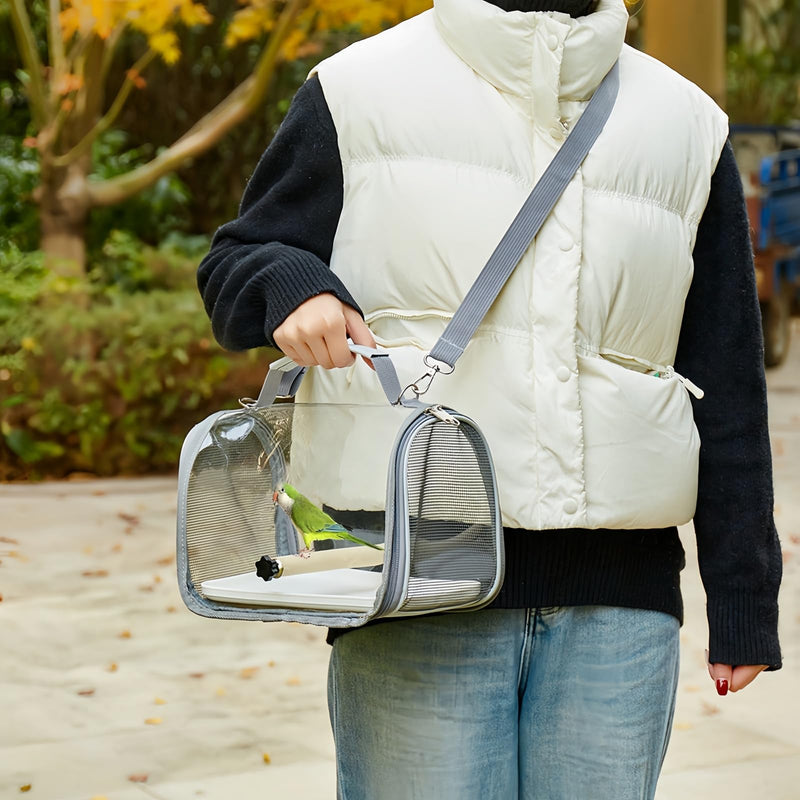 Portable Small Bird Travel Cage Carrier, A Convenient Go Out Solution for Various Birds and Lizard, Featuring a Standing Perch and Comfortable Mat (with Tray). - PawsPlanet Australia