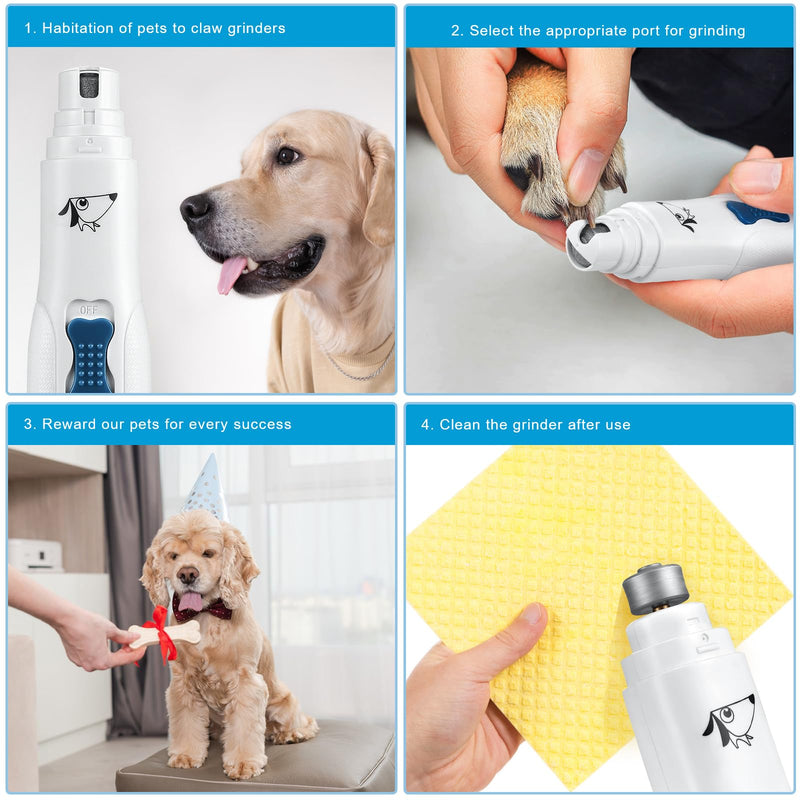 Brifit Dog Nail Grinder, Dog Electric Nail File Grinders, Ultra Quiet Paws Electric Nail Grinder Grooming Kit, Professional Pet Nail Trimmer for Dogs, Cats, Pet and Other Medium & Small Pets White-Blue - PawsPlanet Australia