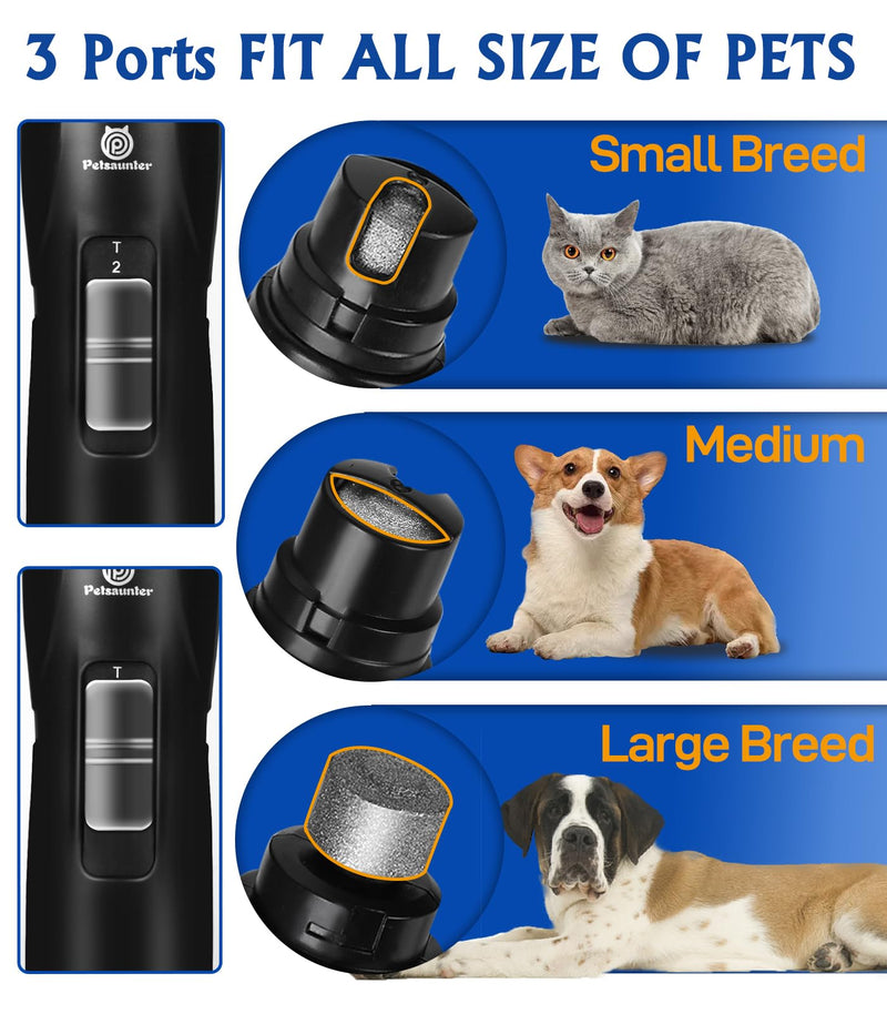 Dog Nail Grinder, 2-Speed and LED Light, Powerful Touch-Switch, Quiet and Low-Vibration Dog Nail Trimmers, and 3 Ports for Large Dogs, Medium, Small Dogs Cats Pets with Hard or Thick Nail - PawsPlanet Australia